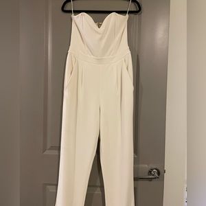 White strapless jumpsuit from Express